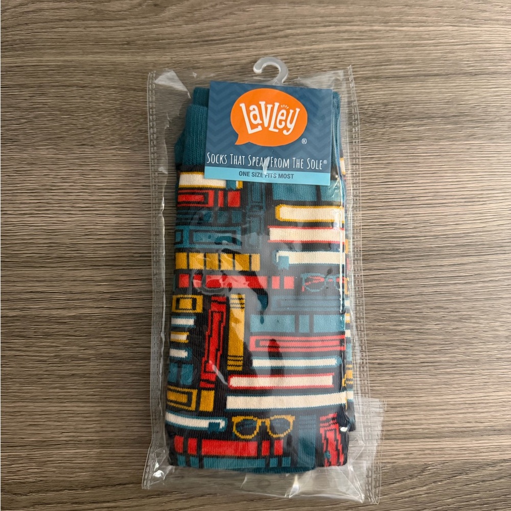 Blue Q Teal and Gray Reading Socks